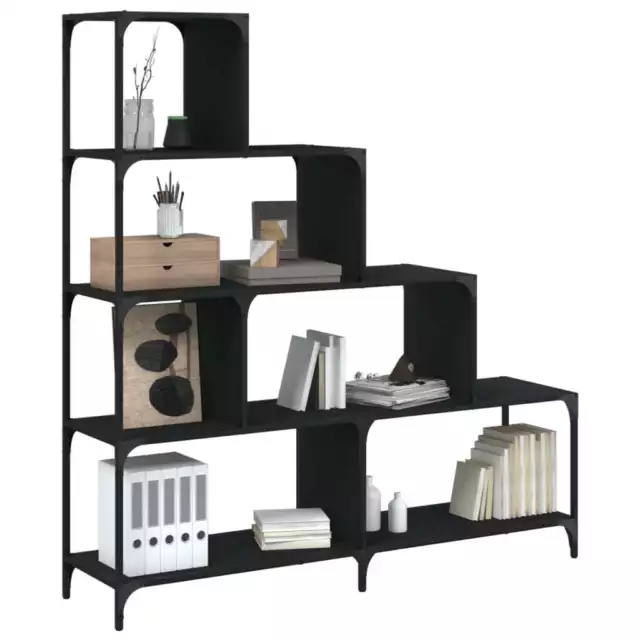 Bookcase 4-Stair Bookshelf Cabinet Book Rack Black Engineered Wood vidaXL