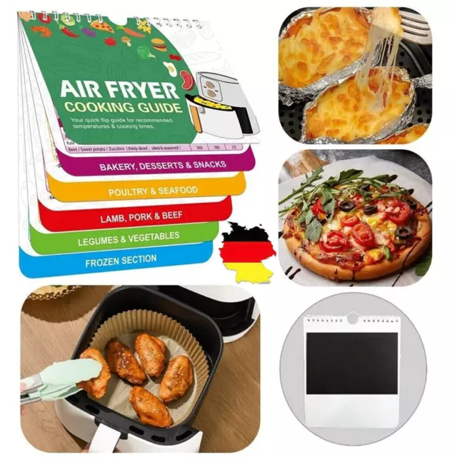Air Fryer Magnetic Cheat Sheet Cooking Guide Booklet Useful Cooking Times Chart