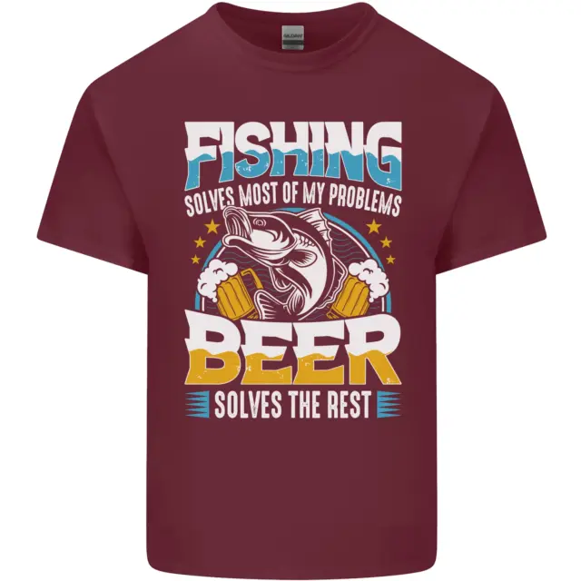 T-shirt top da pesca e birra divertente pescatore alcol da uomo cotone 8