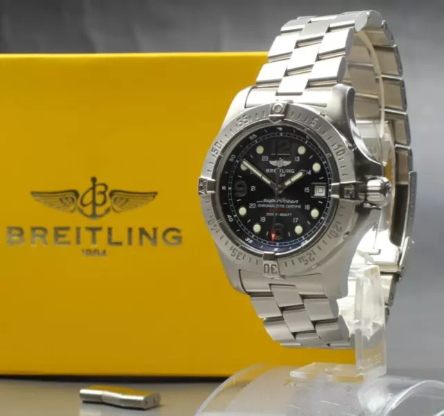 [N MINT] Breitling A17390 Superocean Automatic Black Dial Men's Watch From JAPAN