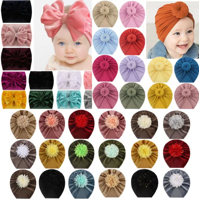 Kids Girls Baby Toddler Turban Knotted Bow Hat Cap Headband Hair Band Headwear