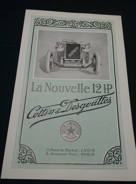 Ancien Depliant Publicitaire  Pour La Nouvelle 12 Hp Cottin & Desgouttes 21X13Cm