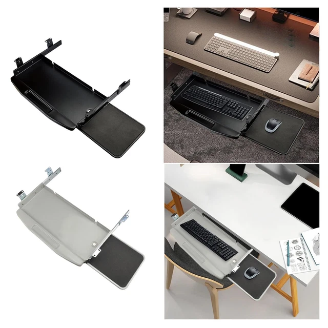 Tablette Coulissante Pour Clavier En Bois - Tiroir Clavier Sous Bureau Avec Support Réglable En Hauteur