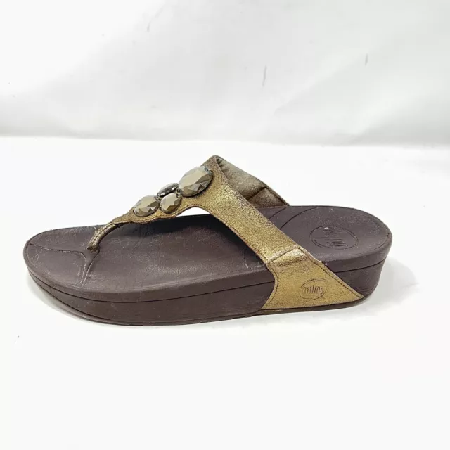 FitFlop Lunetta Womens Size 8 Jewel Metallic Glitter Flip Flops Thong Sandals