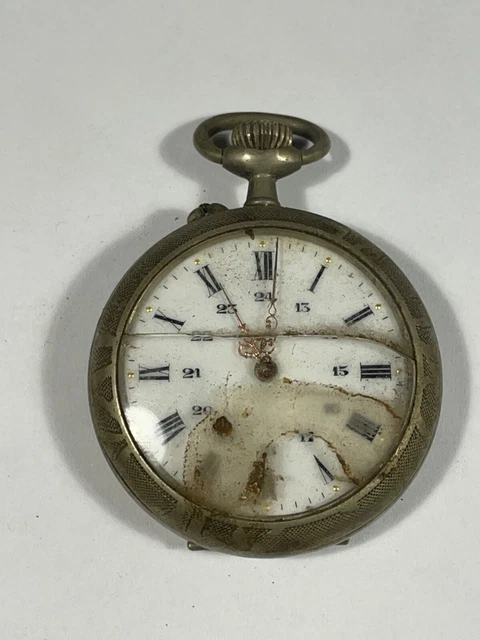 Montre Gousset Ancienne En Argent Massif - à Réviser Ou Pour Pièces - Vintage, Sans Marque