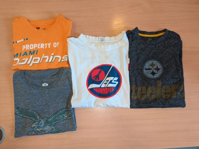 Vintage American Sports T-shirt Bundle X4 Size M NFL NHL Steelers Eagles Dolphin