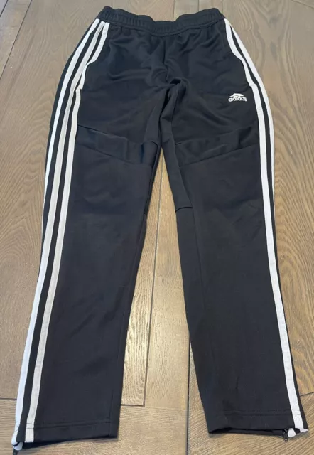 Boys Adidas Athletic Sweatpants~Black w White Stripes- Pockets & Zipper Leg MEDI