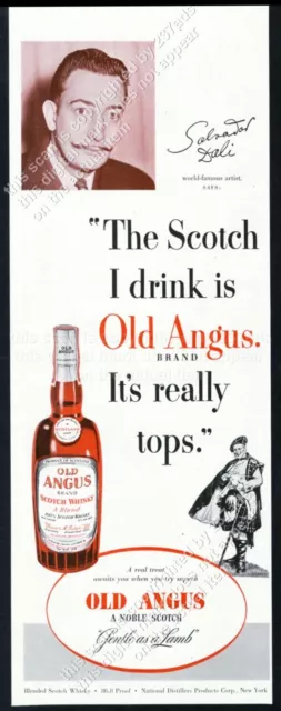 1951 Salvador Dali photo Old Angus Scotch whisky vintage print ad