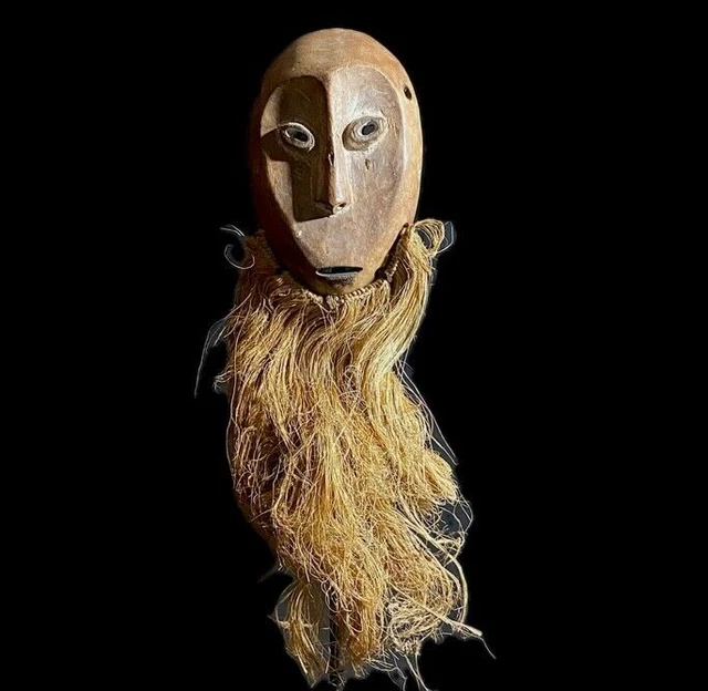 African Tribal Face Mask Wood Hand Carved Wall Hanging Bwami Lega mask-8682