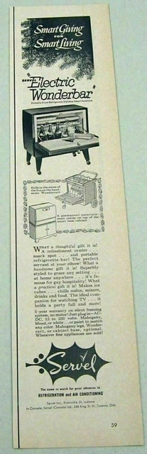 1953 Print Ad Servel Electric Wonderbar Portable Refrigerator-Bar Evansville,IN