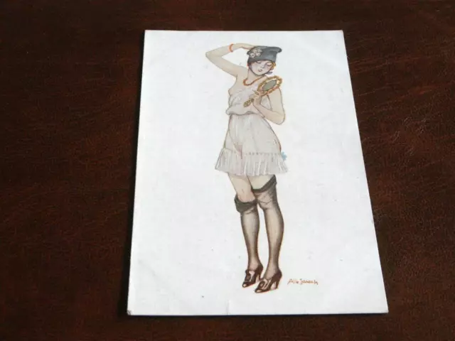 Original  Jarach Signed Art Nouveau Glamour Risque Postcard - La Paix.