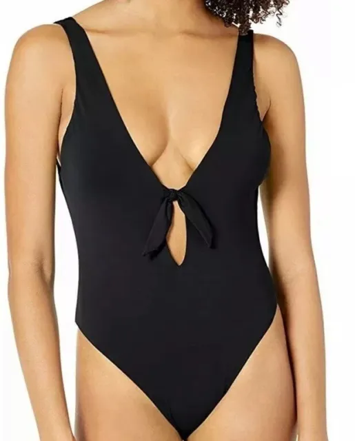 NWT The Bikini Lab Women’s Keyhole Front Tie One Piece Swimsuit Black Size L