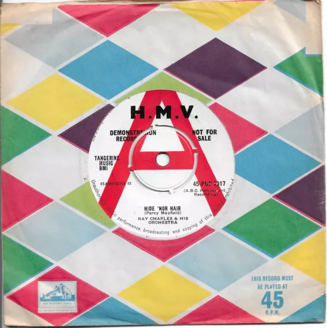 SCARCE BLUES/R&B 45 Ray Charles Hide 'Nor Hair (HMV 45-POP1017) DEMO COPY (1962)