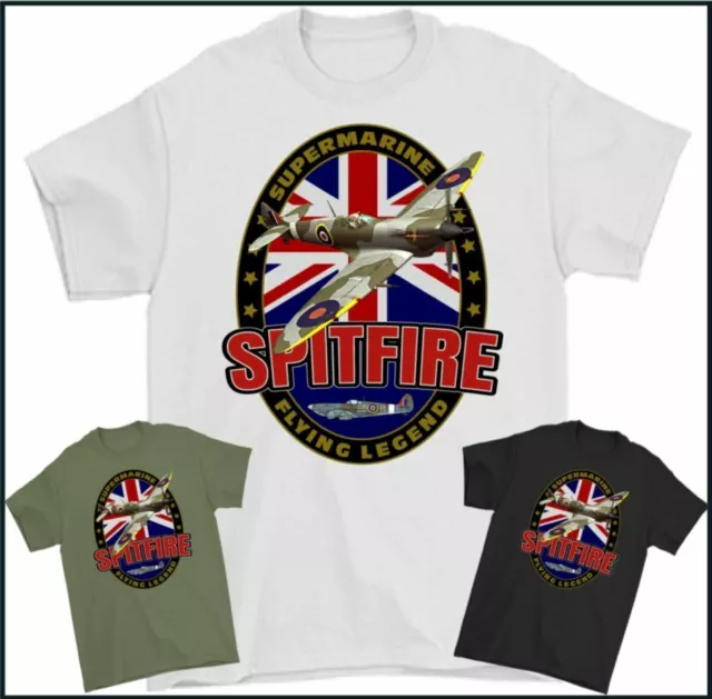 SPITFIRE T-SHIRT Flying Legend Supermarine WWII Battle of Britain RAF Tee Top