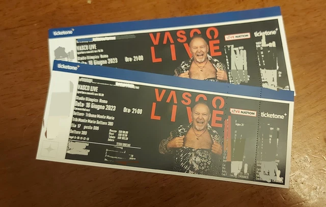 2 Biglietti Vasco Rossi 16 Giugno Roma Tribuna Monte Mario