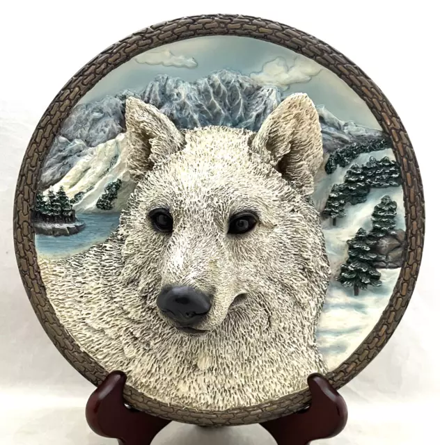 Bradford Exchange FACES OF THE WILD 3D Collector Plate (1995) THE WHITE WOLF