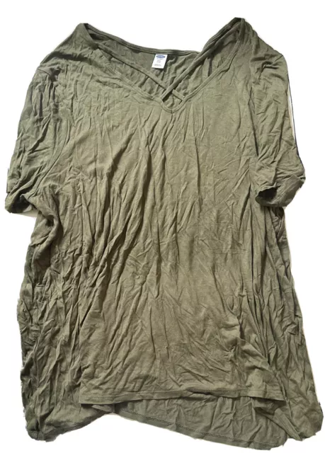 Old Navy Womens Short Sleeve Strap Neck Blouse Top Long Green Size XXL 2XL