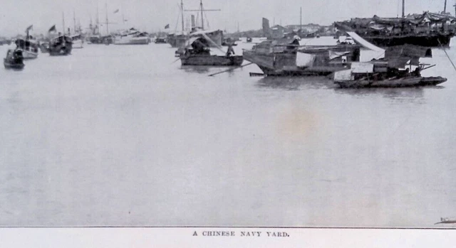 Chinese Navy Yard Boats China Original 1901 Photo Print 10x7"