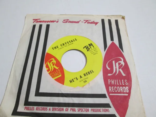 R & B The CRYSTALS Darlene Love / He's A Rebel 45 Philles slv. US 1962 NM BEAUTY