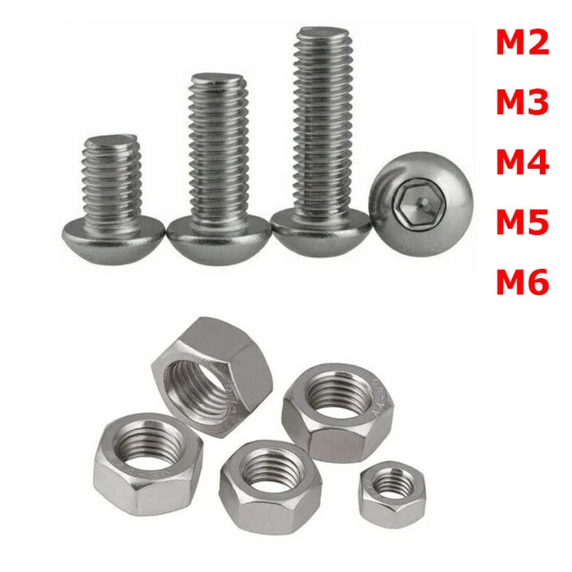 M2 M3 M4 M5 M6 Dome Button Head Socket Screws Allen Bolt Nut 304 Stainless Steel