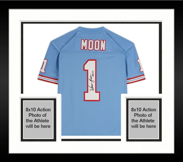 FRMD Warren Moon Oilers Signed Blue Mitchell & Ness Replica Jersey "HOF 06"