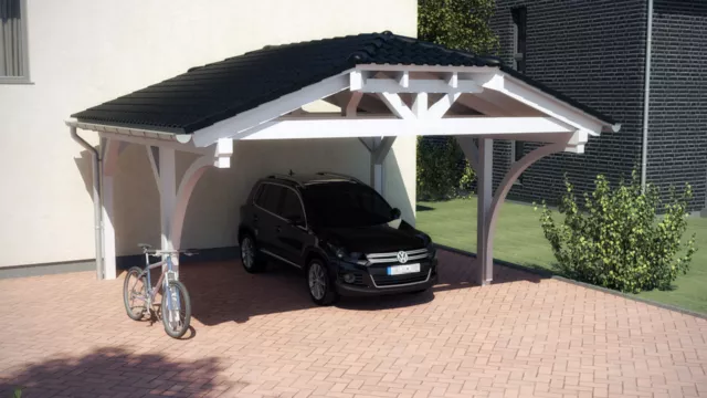 Walmdach Carport 6.00 x 6.00 mit 33% Onlinerabatt Design Carports ab Werk