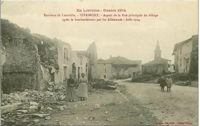 54.Vitrimont.guerre 1914.Aspect De La Rue Principale Du Village Apres Le Bombar