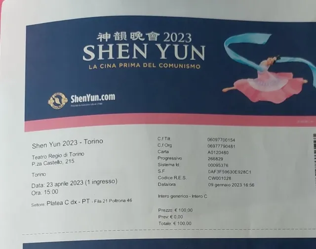 biglietto spettacolo shen yun teatro regio torino domenica 23 aprile 2023