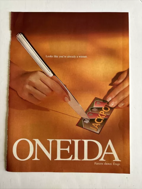 1996 Oneida Etage  Silverware Lottery Ticket Magazine Print Ad Advertisement