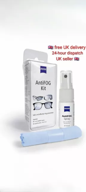 ZEISS AntiFOG Kit, Fog Prevention Treatment for Glasses 15ml Spray + Cloth New