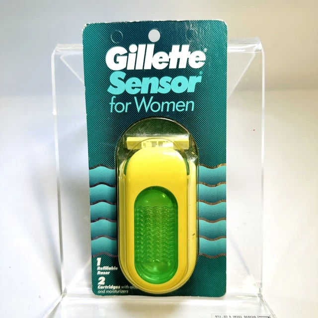 Afeitadora de mango vintage años 90 con sensor Gillette para mujer con 2 cartuchos 1992