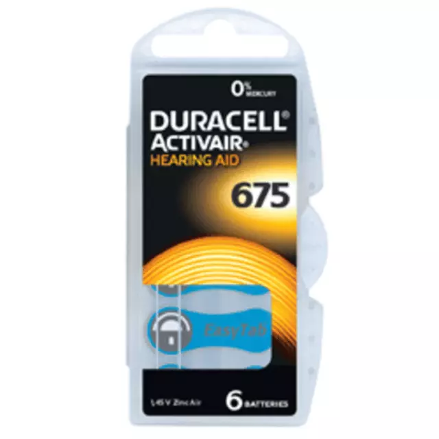 Duracell Activair Mercury Free Hearing Aid Batteries Size 675-Expires 2027