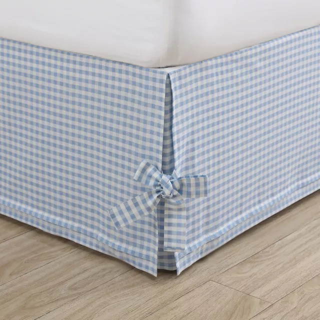 Laura Ashley Cotton Tailored Bed Skirt (Hedy-Light Blue)