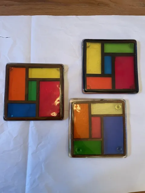 Vintage Colorflo Lucite Trivet Set