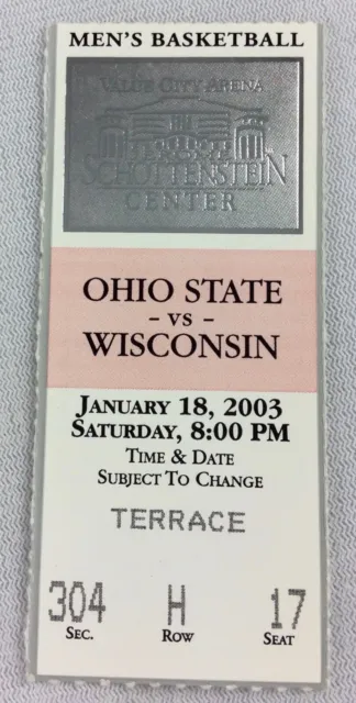 CBK 2003 01/18 Wisconsin at Ohio State Basketball Ticket-Devin Harris