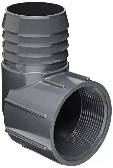 Dura 1407 PVC Tube Fitting, 90 Degree Elbow, Schedule 40, 1-1/4" Barbed x NPT