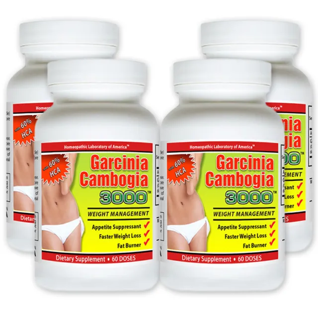 4 Pack PURE Garcinia Cambogia Extract Natural 100% Weight Loss HCA Diet FAT BURN