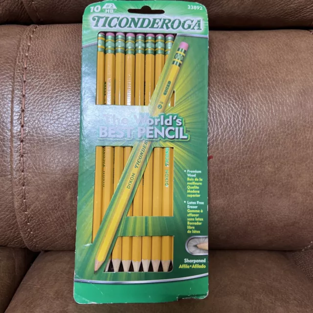 TICONDEROGA Pencils, Pre-Sharpened #2 HB Soft Yellow 10 Counts New