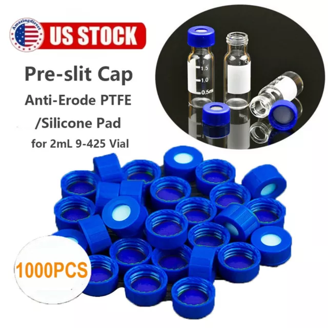 HPLC Pre-Slit 9-425 Screw Thread Vial Blue Caps,2ml autosampler Vial caps,9mm