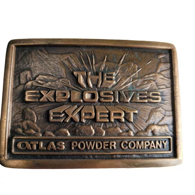 Vintage Belt Buckle Atlas Powder Company Explosives Experts Rodeo Western