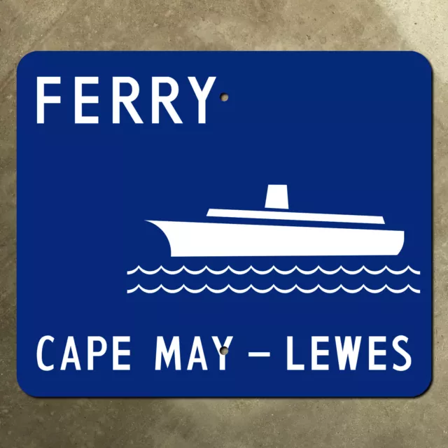 Cape May-Lewes Ferry road sign US highway 9 Delaware New Jersey 1964 ship 12x10