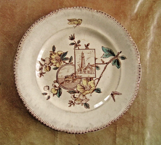 Ancienne Assiette à Dessert Minton BB Anemone 1876 – État D'usage