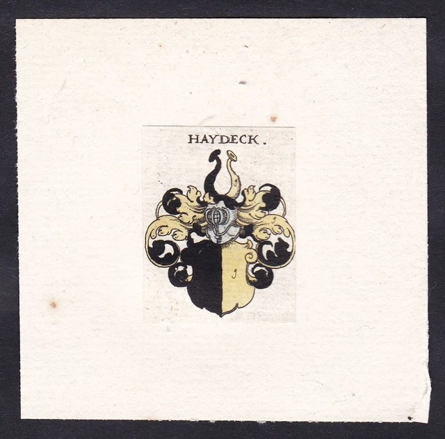 Haydeck Haideck Heideck Escudo Abrigo De Arms Heráldica Grabado 17. Jh