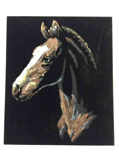 1970's painting of a horse on felt ~ 8x10