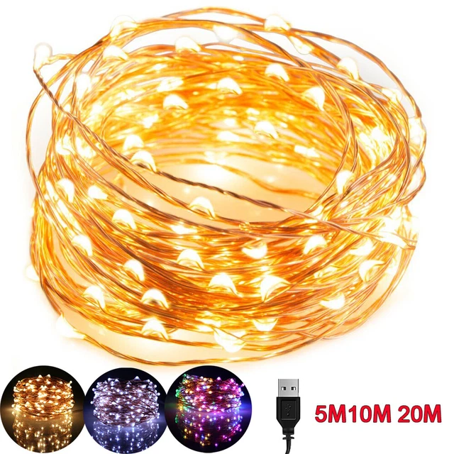 LED LICHTERKETTE 5/10/20M Draht Micro Kupferdraht Lichter DIY Party