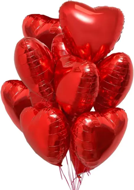 25 x Palloncini Cuore Rosso Ad Elio/Aria per Eventi Romantici/San Valentino