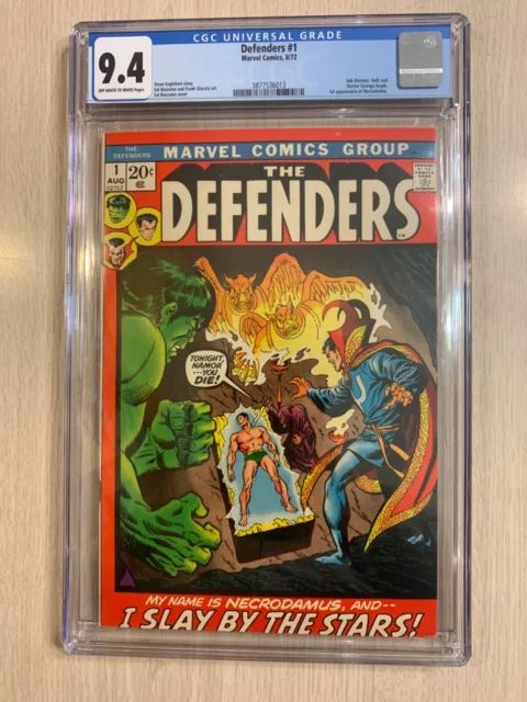 Defenders 1 Cgc 9.4 Nm O/W-White Pages ‘72 Rare In This Condition New Mint Case