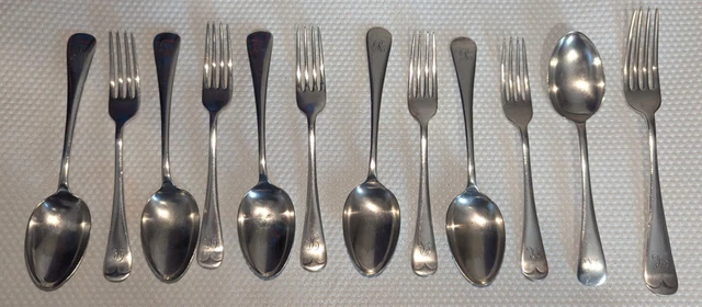 VINTAGE ALEX Clark Co ld - Set OF 6 Silver Plate A1 Spoons & Forks