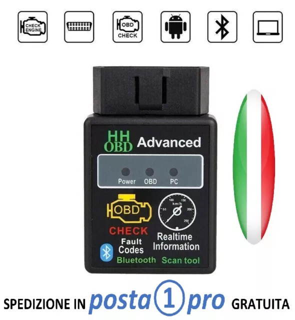 Interfaccia mini elm obd2 bluetooth diagnosi auto obdII can bus android