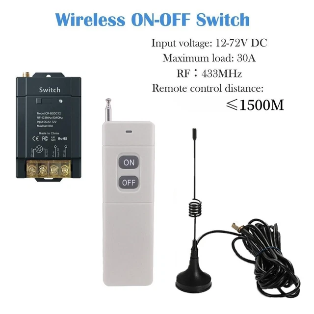 Interruttore telecomando controllo lungo raggio Rf deviazione di misura manuale nero